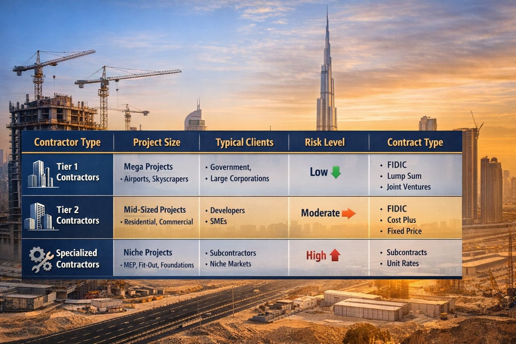 tier 1 and tier 2 and specialized contractors in uae construction