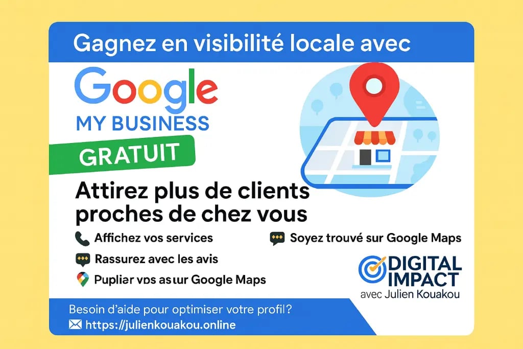 Visuel sur Google My Business gratuit, avec carte, localisation et conseils pour attirer des clients