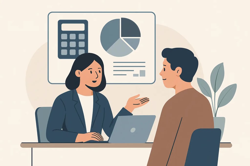 a man and woman sitting at a desk with a laptop