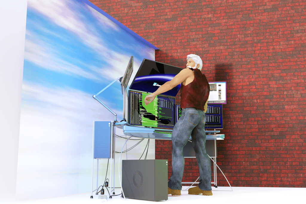 digital version of Madeira Desouza working in his Las Vegas studio