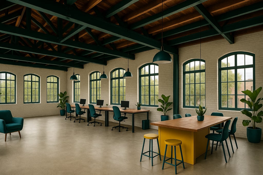 Historic warehouse conversion Tampa Bay interior view of a creative office loft 