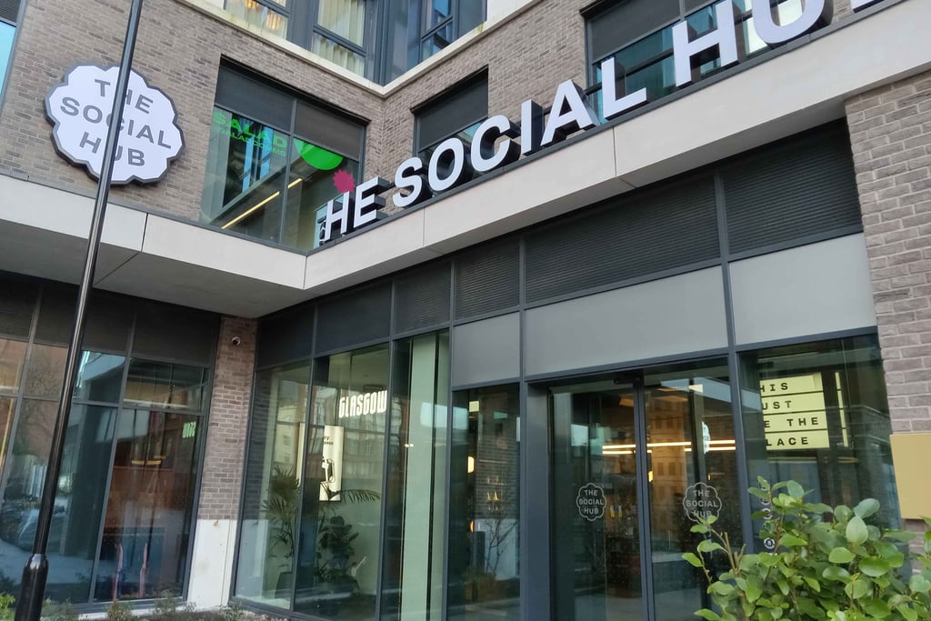 The main entrance to the Social Hub