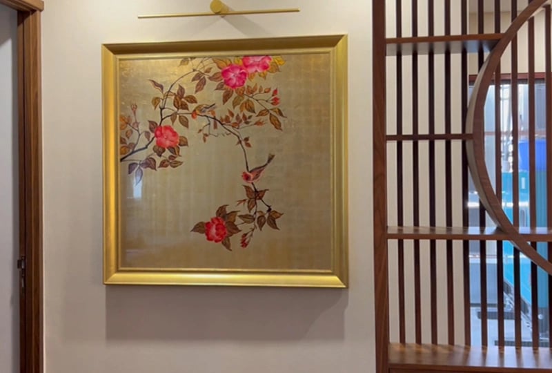 tranh hoa đỗ quyên treo tương phòng khách