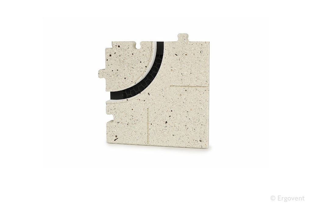 ERGOVENT LINEO PRO PUZZLE 1-slot 20mm round corner moulage front view showing curved slot and puzzle lock edges