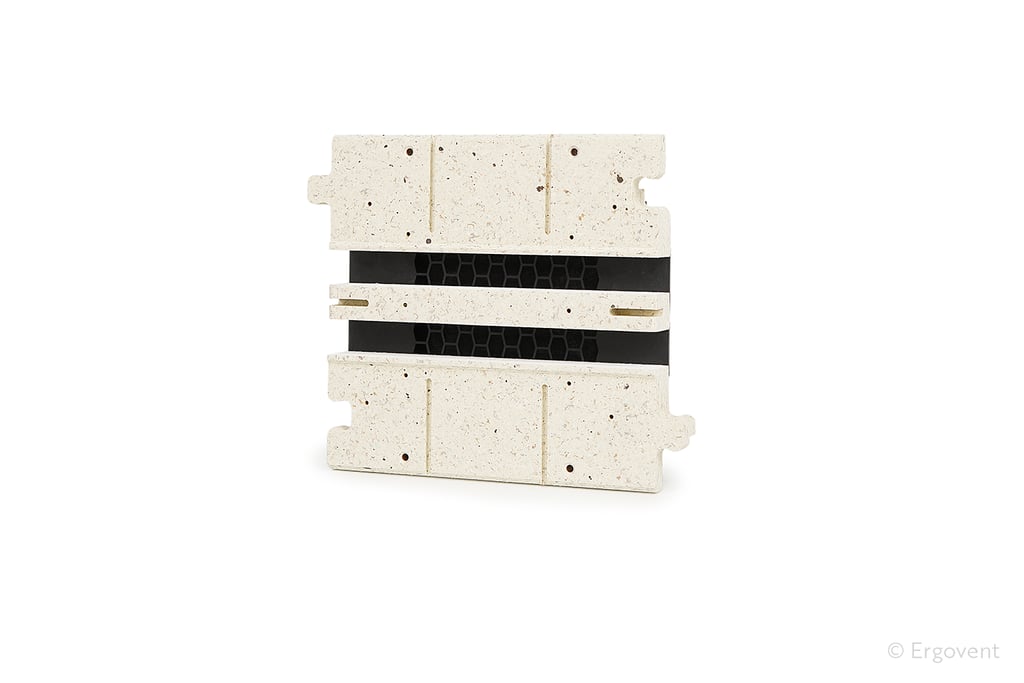 ERGOVENT LINEO PRO PUZZLE 2-slot moulage 20x200mm front view showing dual slot grilles and puzzle lock edges