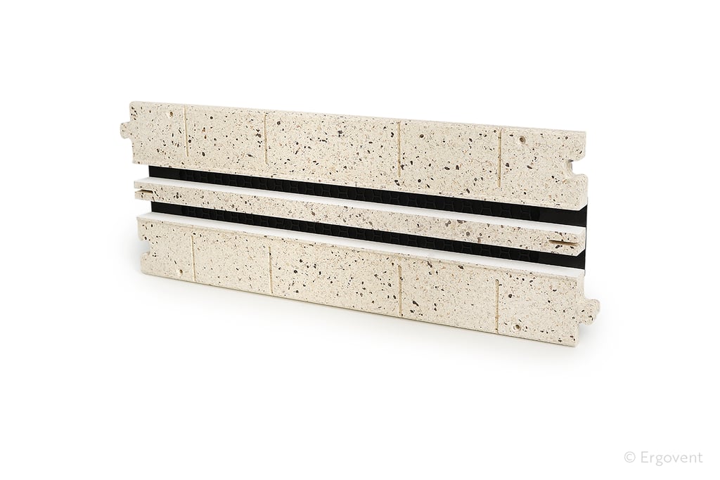 ERGOVENT LINEO PRO PUZZLE 2-slot moulage 20x500mm front view showing dual slot grilles and puzzle lock edges