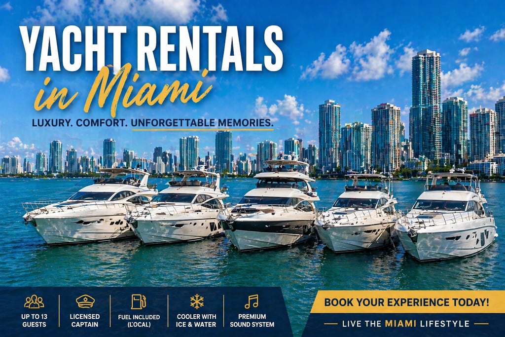 yacht rentals Miami 1500 to 2500 fleet luxury yachts Miami