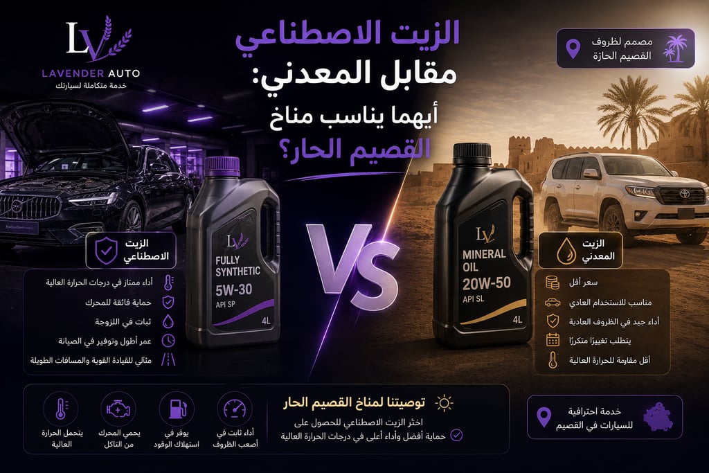الزيت الاصطناعي مقابل المعدني: أيهما يناسب مناخ القصيم الحار؟