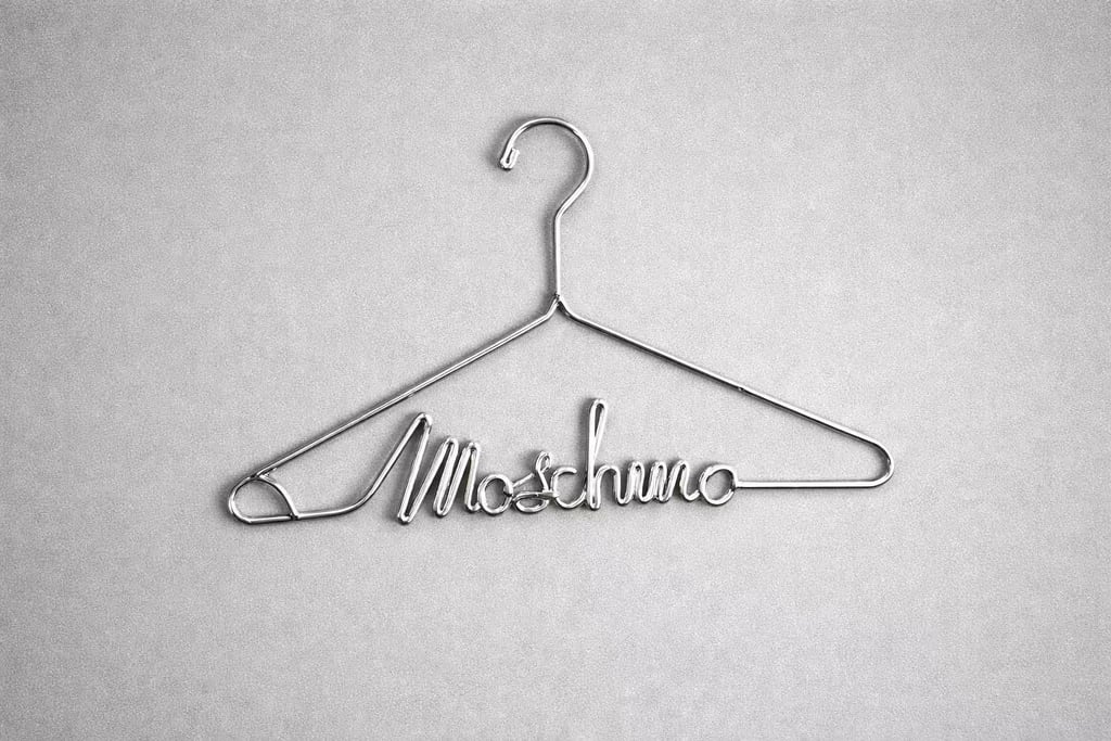 percha metálica personalizada para Moschino