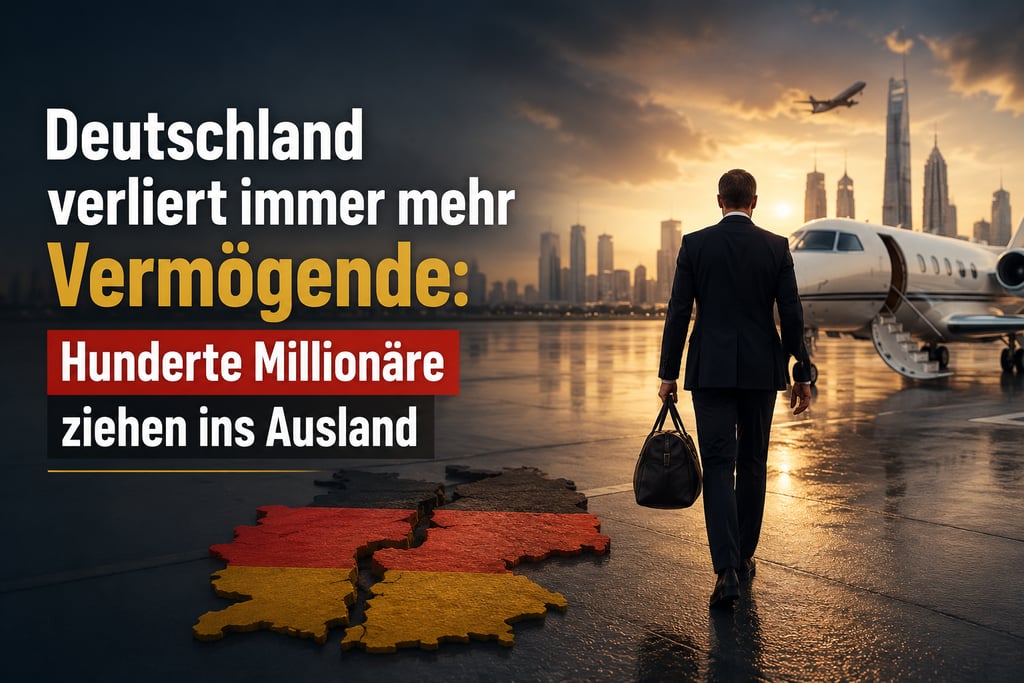 A wealthy businessman at an airport next to a private jet and a cracked map of Germany.