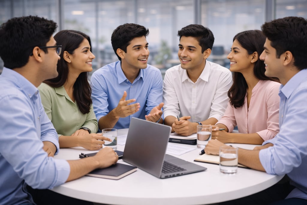 College students attending personality development training session for leadership and soft skills