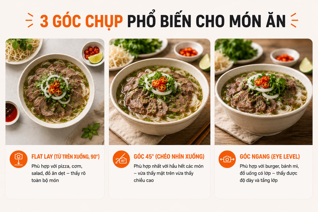 góc chụp ảnh đồ ăn đẹp Grabfood và Shopeefood