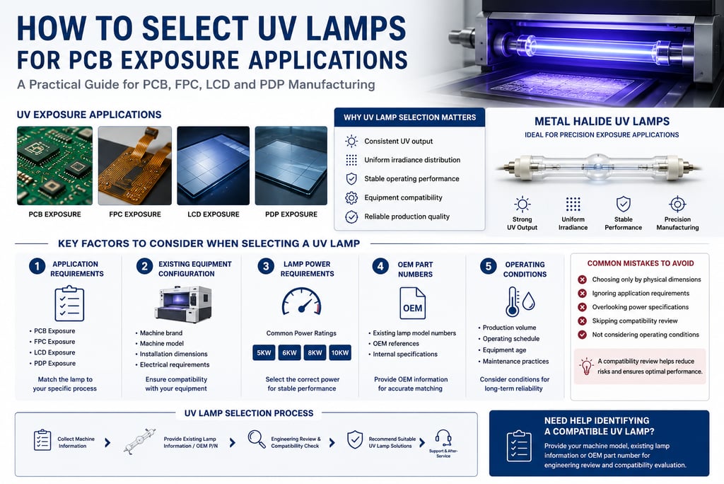 PCB exposure UV lamp selection guide for industrial exposure systems and manufacturing applications