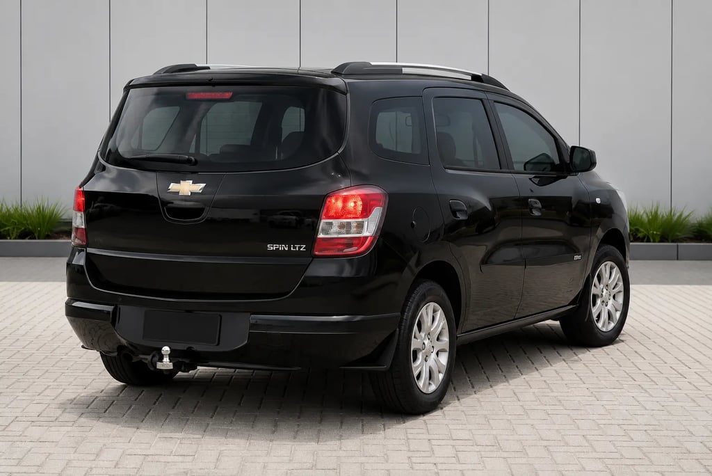 Chevrolet Spin LTZ preta vista traseira