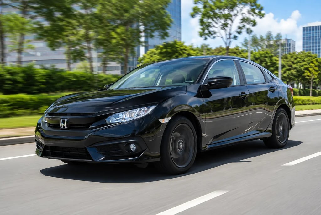 Honda Civic G10 preto rodando em avenida urbana sem placa dianteira