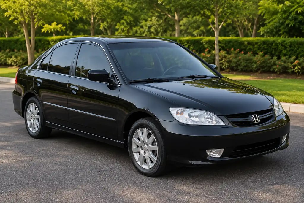 Honda Civic G7 sedã preto de quatro portas com design clássico e elegante