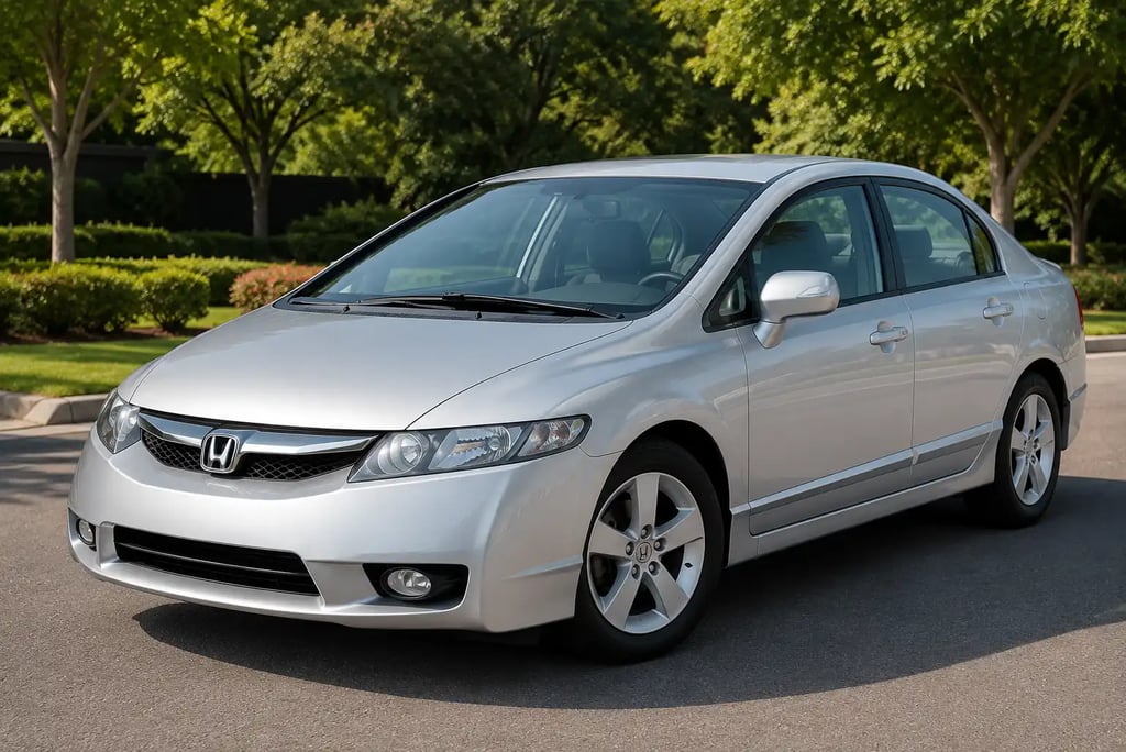 Honda Civic G8 prata de quatro portas com design moderno da era New Civic