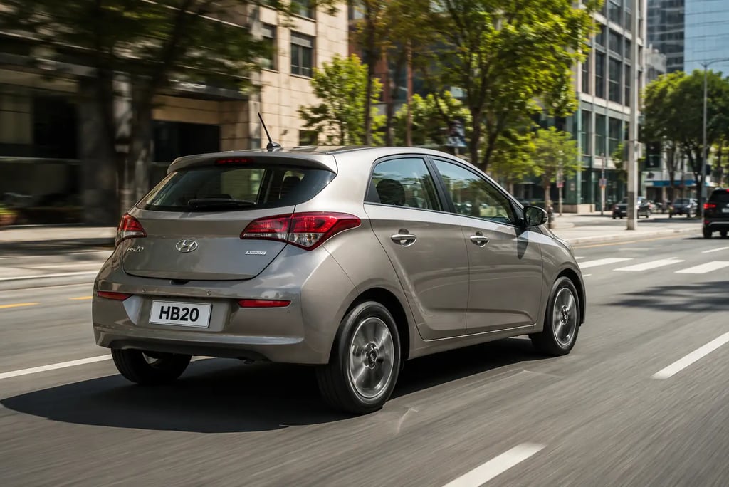 Hyundai HB20 1.6 Automático 2019 em movimento em uma avenida urbana arborizada