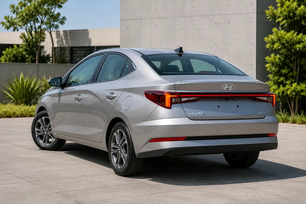 Traseira do Hyundai HB20S prata sem placa