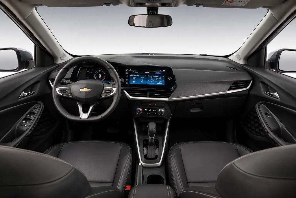 Interior da Chevrolet Montana 2027 com painel digital e central multimídia integrada