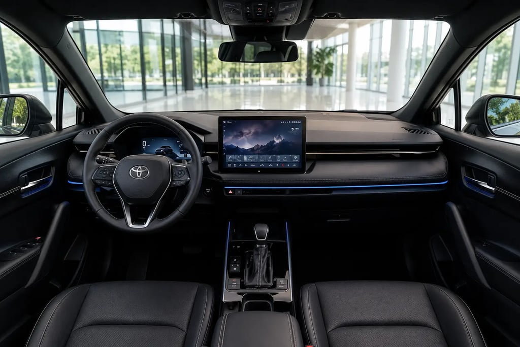Interior da futura picape Toyota baseada no Corolla Cross com painel digital