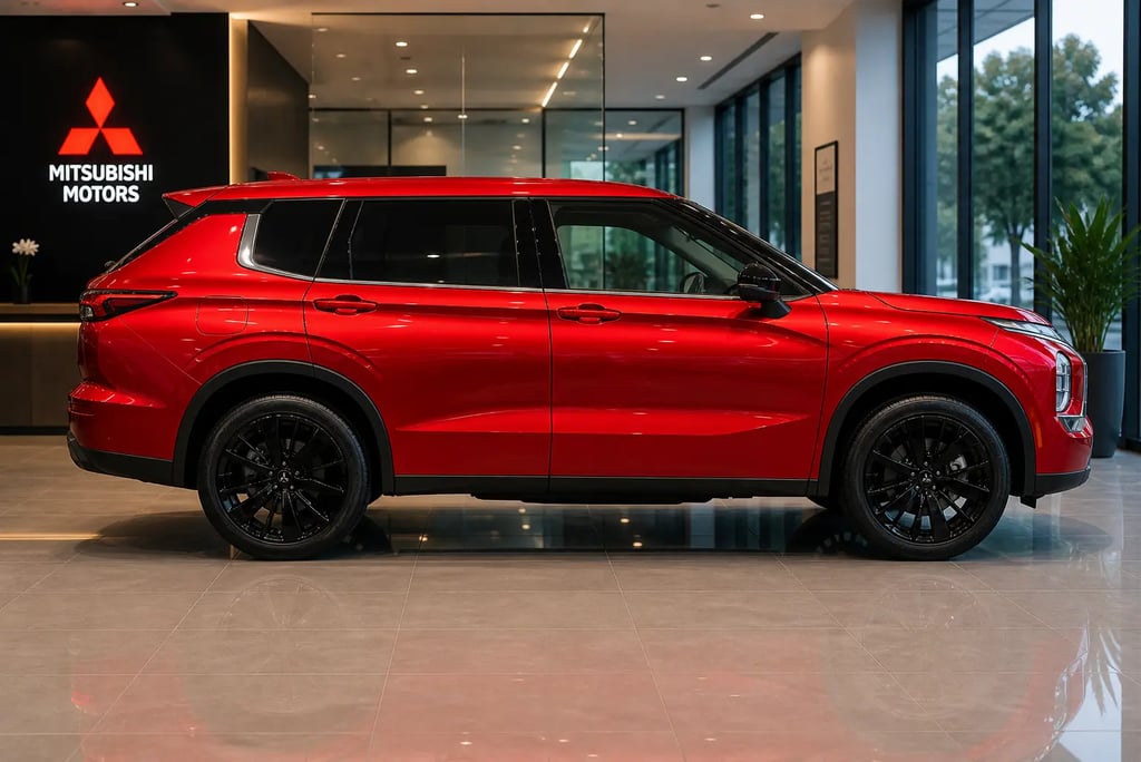 mitsubishi outlander 2026 lateral em showroom moderno com mais luxo e tecnologia