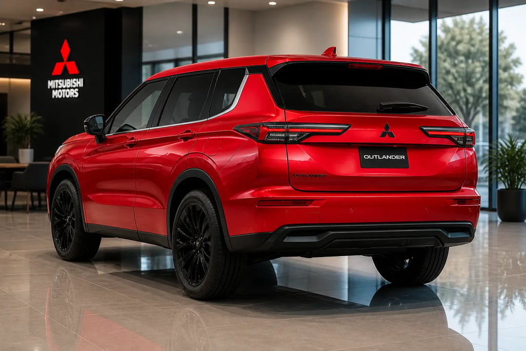 traseira do mitsubishi outlander 2026 em showroom moderno com mais luxo e tecnologia