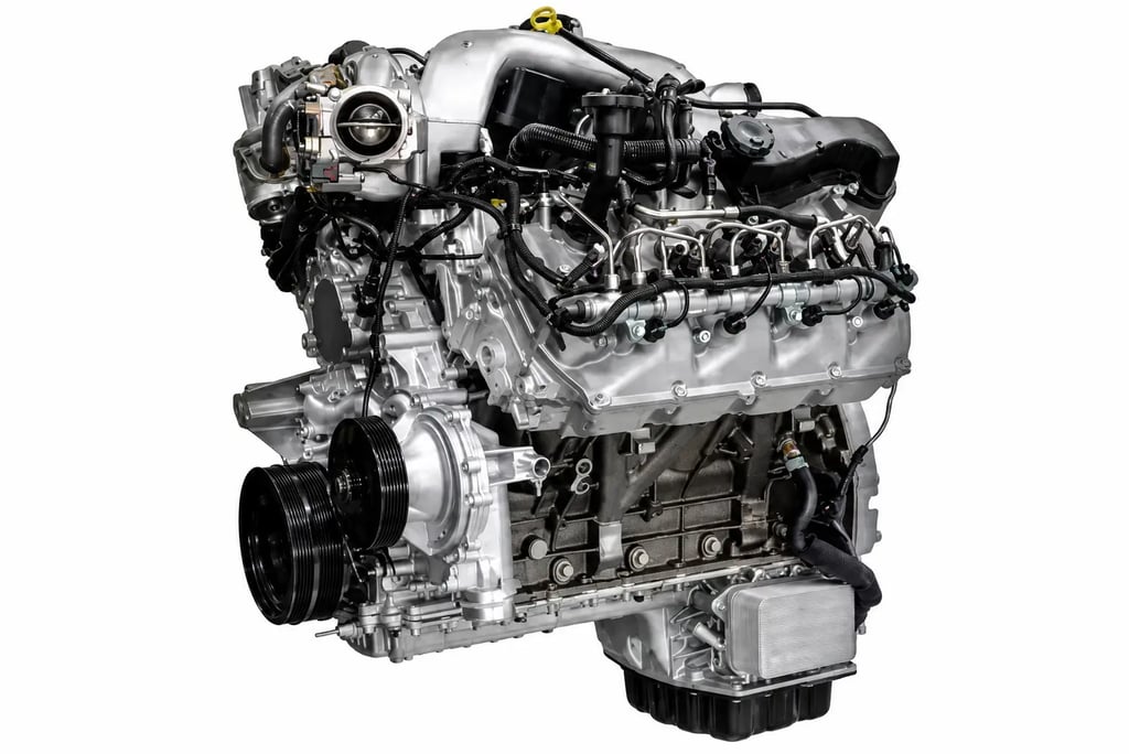Motor diesel moderno de picape com sistema avançado de emissões