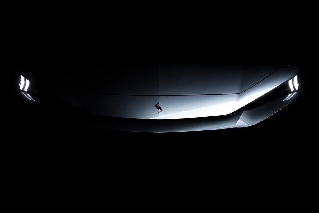 Teaser frontal do novo Nissan Skyline destaca design futurista e iluminação em LED