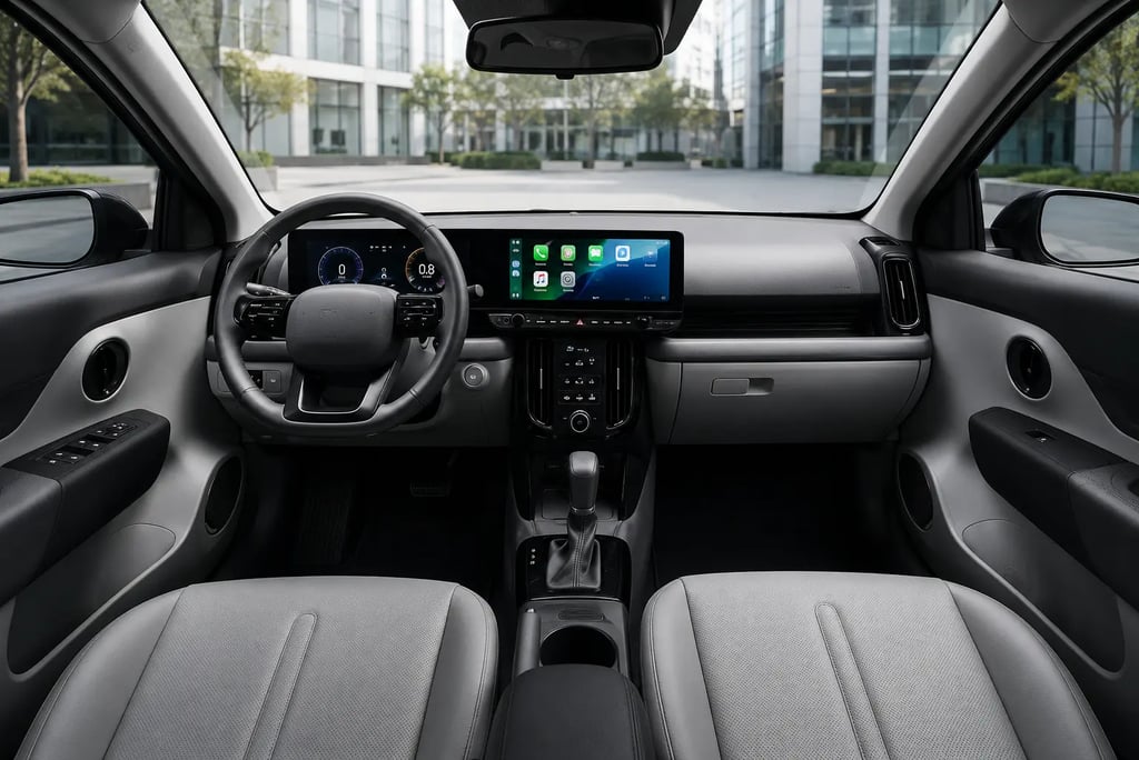 Painel e interior do Hyundai i20 2026 com central multimídia e painel digital integrado