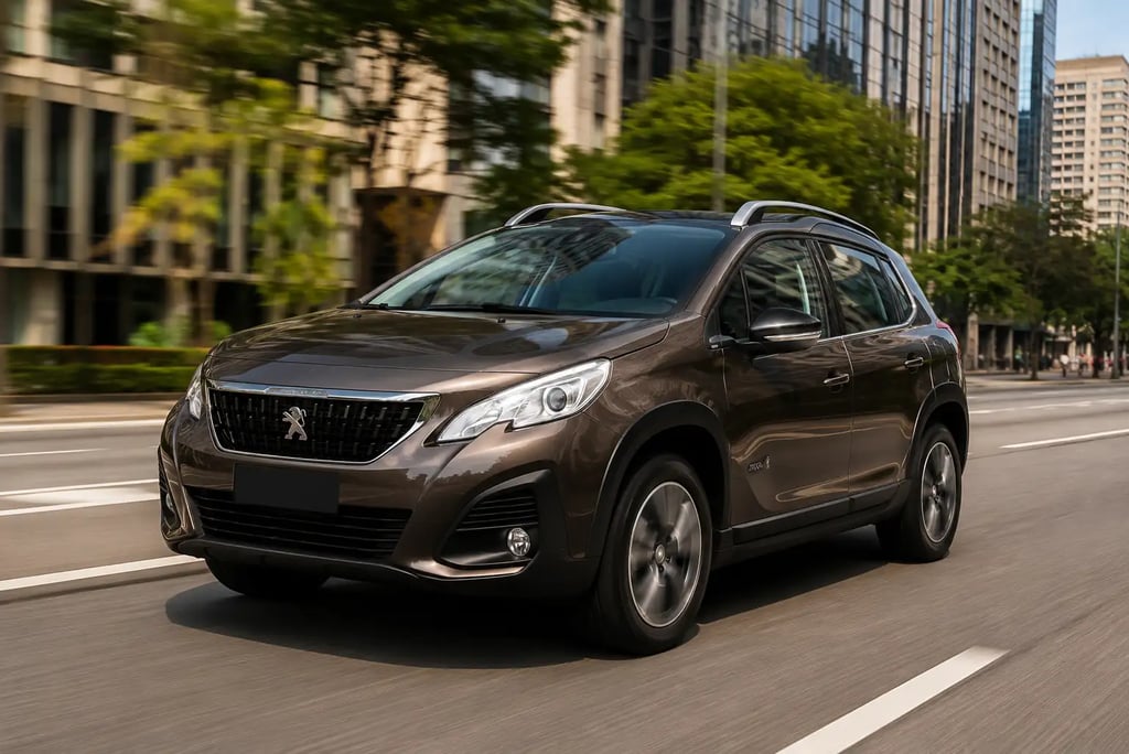 Peugeot 2008 Griffe THP 2022 em movimento por uma avenida urbana