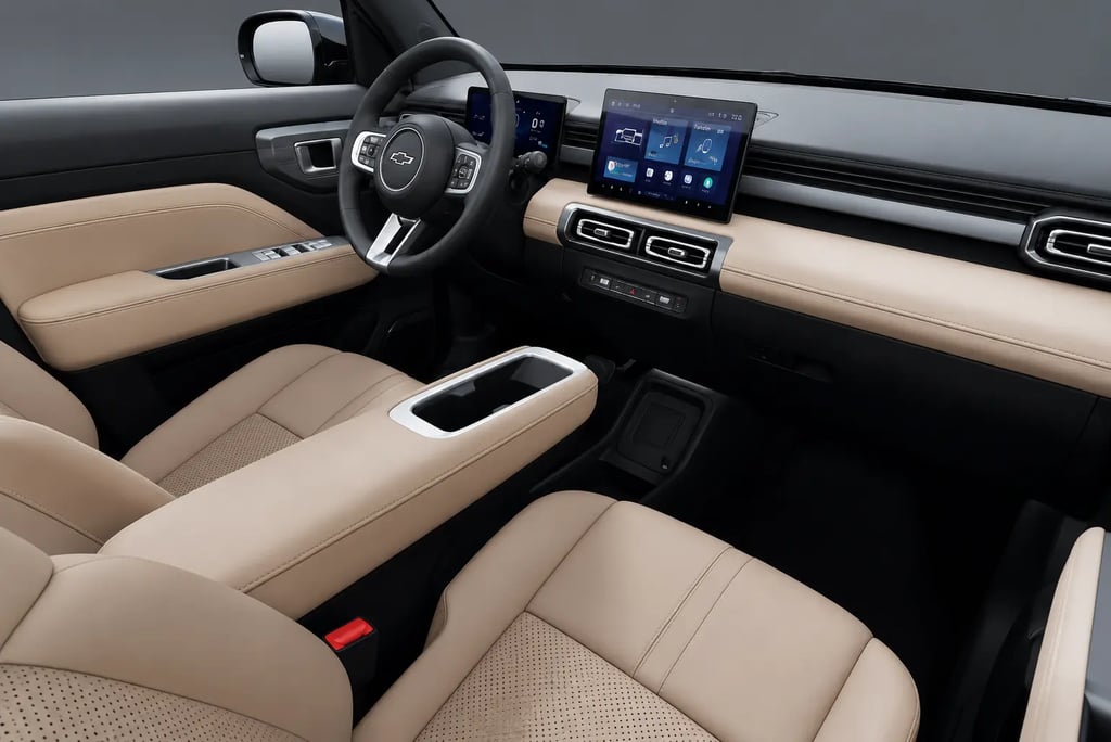Interior do Chevrolet Spark 2026 com painel digital e central multimídia integrada