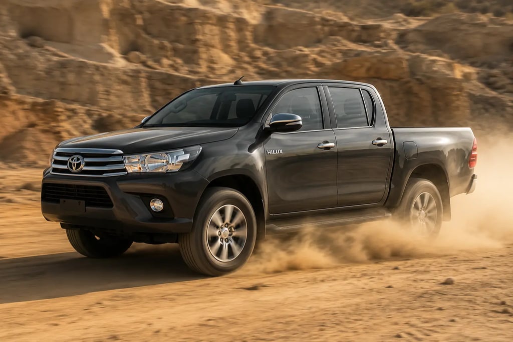 Toyota Hilux 2016 em estrada de terra, picape mantém alta valorização no mercado usado