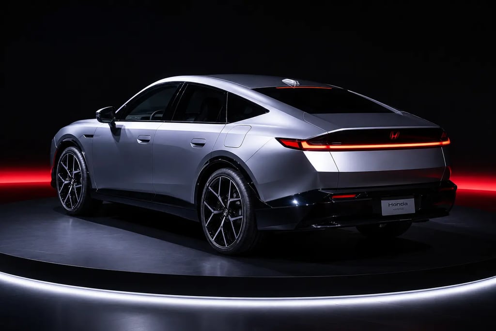 Traseira do novo fastback híbrido da Honda exibida em apresentação oficial