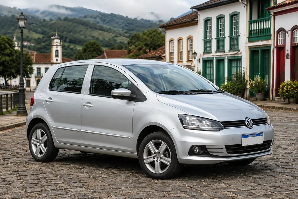 Volkswagen Fox estacionado em cidade do Sul do Brasil representando carros de longa vida