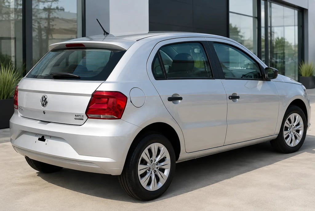 Volkswagen Gol 2019 prata visto pela traseira