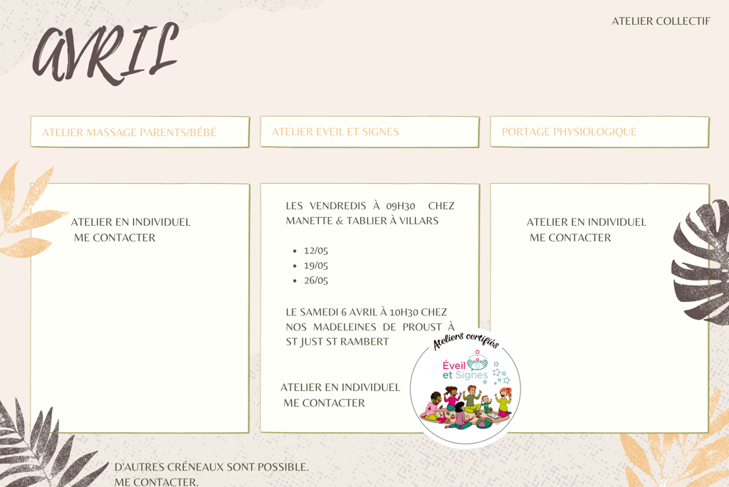 bébé signe, portage , massage 