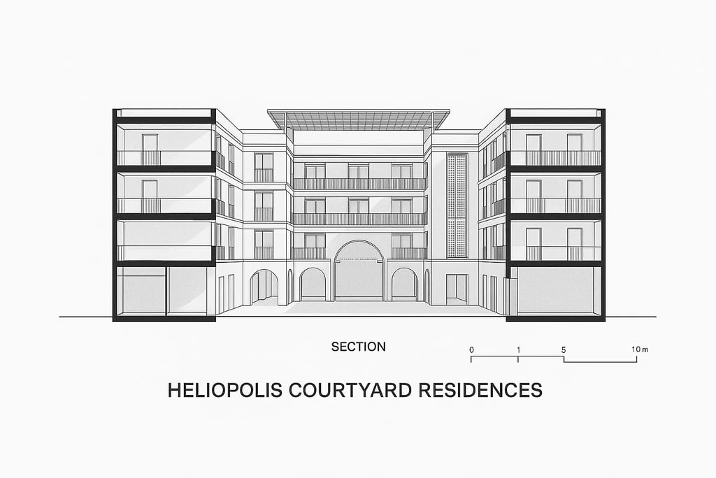 a drawing of a building with a drawing of a building  | Nour Nagy Designs