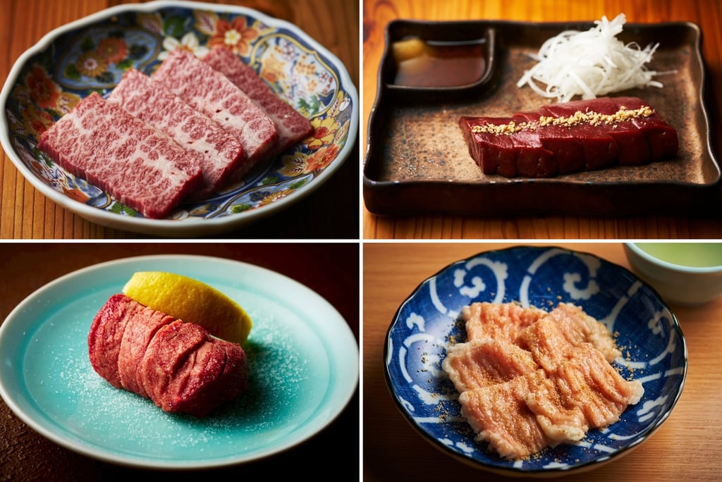 焼肉ホルモンきょうい堺宿院店と大衆焼肉こじま堺宿院店で半額対象の黒毛和牛A5カルビ、厚切レバーブリアン、厚切タン、特選とろてっちゃんの料理写真|堺市のグルメ情報ならサカイタイムズ