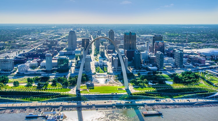The City of St. Louis, MO and the arch