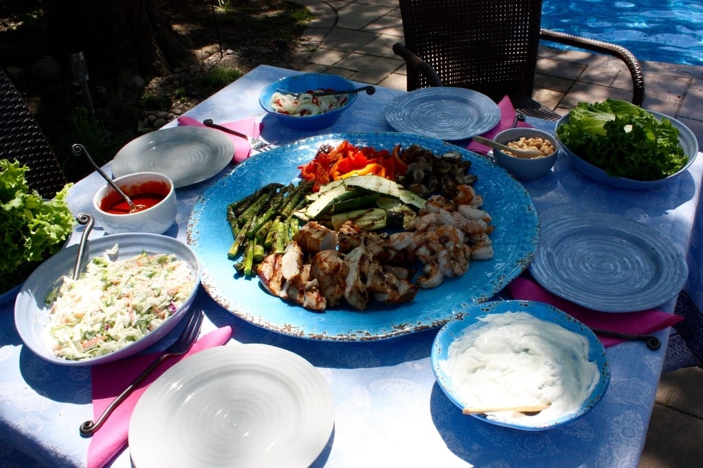 summer lettuce wrap spread with creamy coleslaw, goat cheese sauce