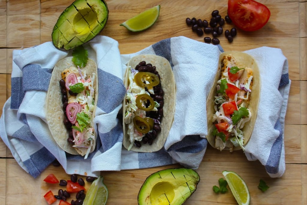 taco feast with 3 types of tacos