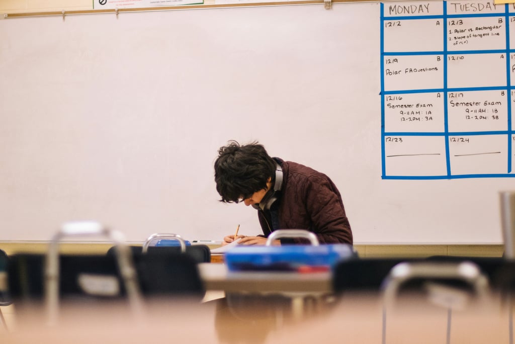 A student keeping calm in a test