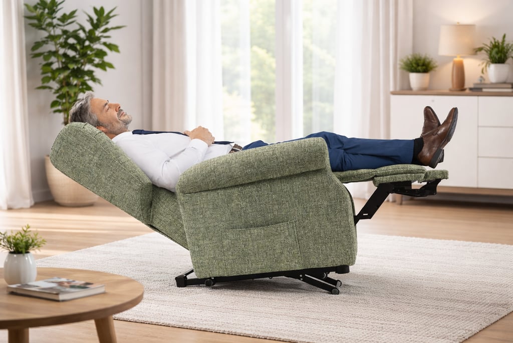 Poltrona relax reclinabile con sistema di apertura elettrico e supporto ergonomico