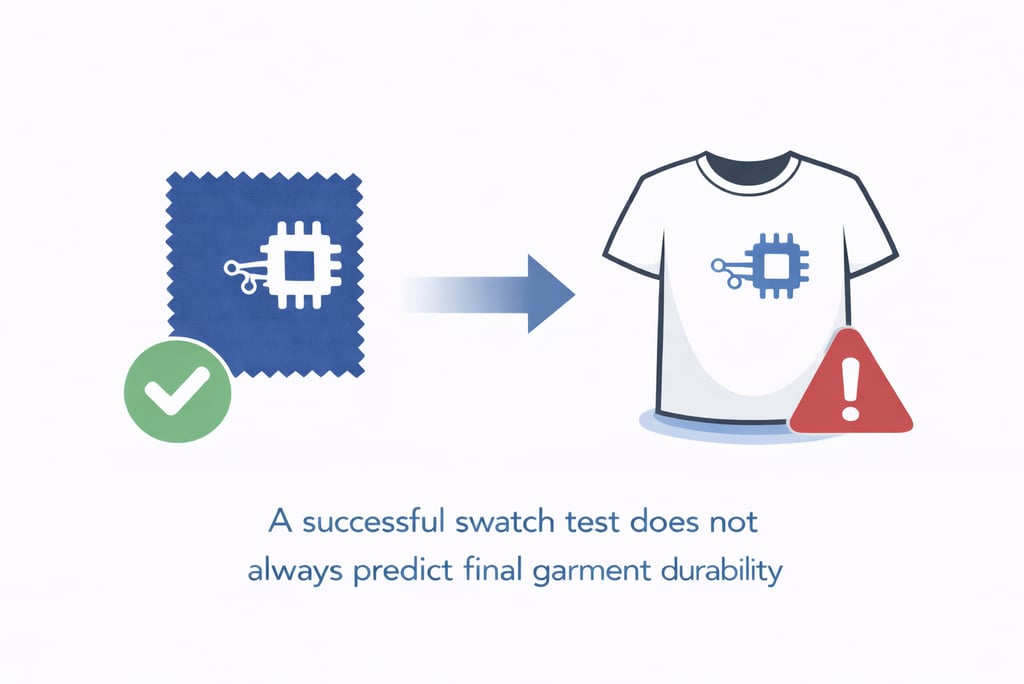 Successful swatch test does not always predict final garment durability