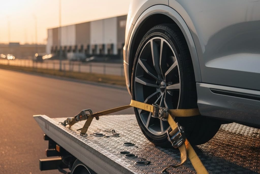 Transport sur plateau pour voiture de collection ou véhicule en panne.