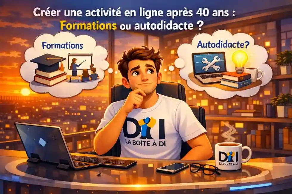 Dam hésite entre formation et autodidacte pour créer une activité en ligne après 40 ans.