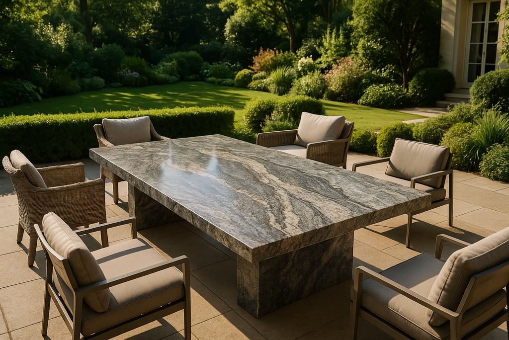 a leftover granite table with chairs