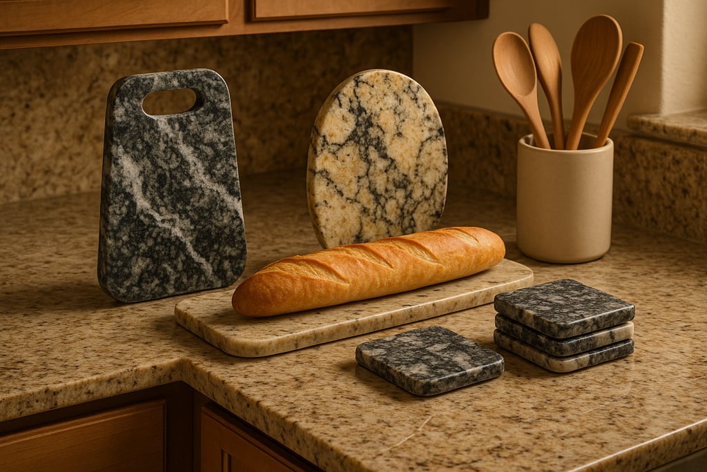 leftover granite coasters, cutting boards, doorsteps or thresholds on a counter top