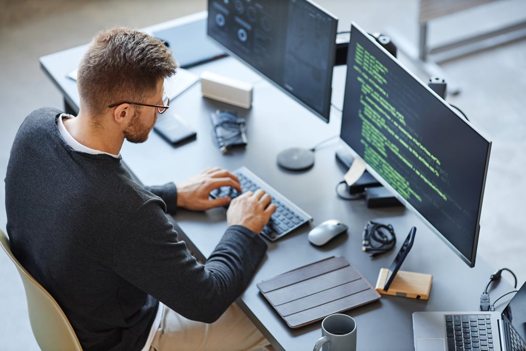 Programmer coding at work